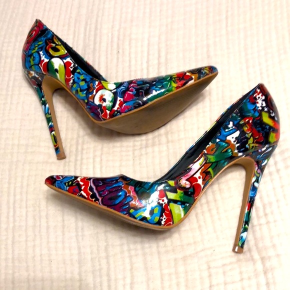 Shoe Republic LA Patent Graffiti Stilettos - Picture 4 of 15